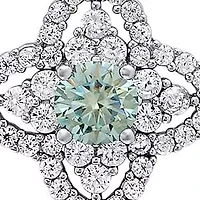 Lab Created Sterling Silver .5 CTTW Turquoise Moissanite Diamond Pendant Necklace