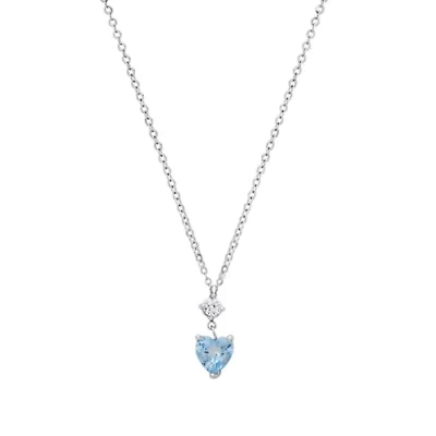 Lab Created Sterling Silver 1 CTTW Heart Cut Moissanite Diamond Pendant Necklace