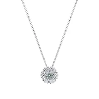 Lab Created Sterling Silver Floral Cluster Moissanite Diamond Pendant Necklace 2 CTTW