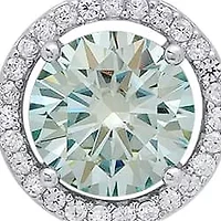 Lab Created Sterling Silver Turquoise Moissanite Key Pendant Necklace 1 CTTW