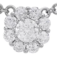Lab Created Sterling Silver Moissanite Diamond Floral Cluster Necklace (3 CTTW)