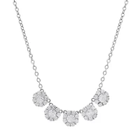 Lab Created Sterling Silver Moissanite Diamond Floral Cluster Necklace (3 CTTW)
