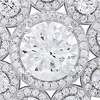 Lab Created Sterling Silver Moissanite Diamond Floral Halo Pendant Necklace 6 CTTW