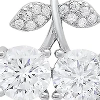 Lab Created Sterling Silver Moissanite Diamond Twin Cherry Pendant Necklace 1 CTTW