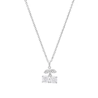 Lab Created Sterling Silver Moissanite Diamond Twin Cherry Pendant Necklace 1 CTTW