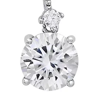 Lab Created Sterling Silver Moissanite Diamond Graduating Drop Pendant Necklace 2 CTTW