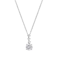 Lab Created Sterling Silver Moissanite Diamond Graduating Drop Pendant Necklace 2 CTTW