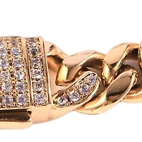 18K Gold Plated Cuban Link Bracelet 8mm with CZ Iced Out Lockbox Clasp