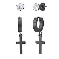 Cross Hoop & Stud Earring Set for Men and Women