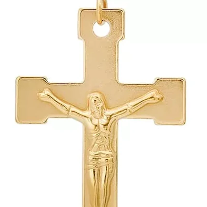 Gold-Tone Stainless Steel Rosary with Cross and Crucifix