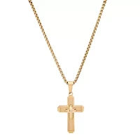 Gold-Plated Layered Cross Box Chain Necklace