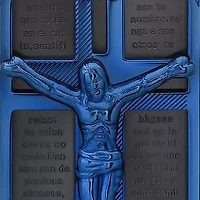 Two-Tone Stainless Steel Crucifix Prayer Plaque Necklace