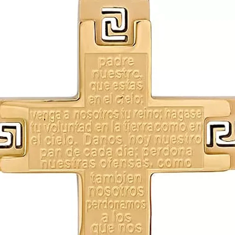 Stainless Steel Lord's Prayer Engraved Cross Necklace