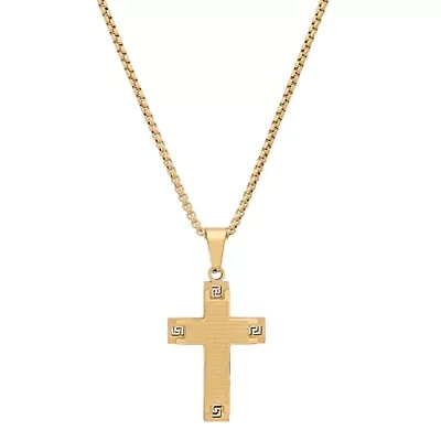 Stainless Steel Lord's Prayer Engraved Cross Necklace