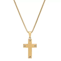 Stainless Steel Lord's Prayer Engraved Cross Necklace