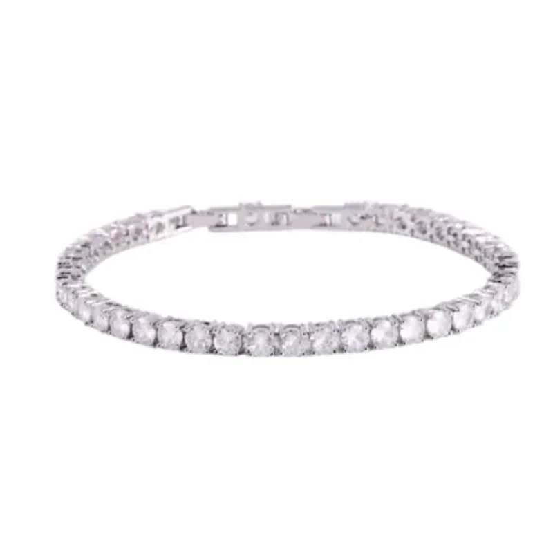 Lab Created Saffron 5.6 Carat TW Moissanite Diamond Sterling Silver Tennis Bracelet (7.5")