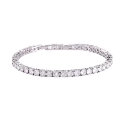 Lab Created Saffron 5.6 Carat TW Moissanite Diamond Sterling Silver Tennis Bracelet (7.5")