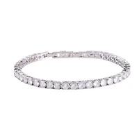 Lab Created Saffron 5.6 Carat TW Moissanite Diamond Sterling Silver Tennis Bracelet (7.5")