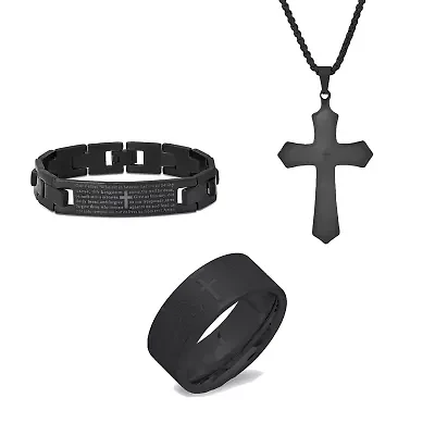 Faith Jewelry Set for Men Stainless Steel Bracelet