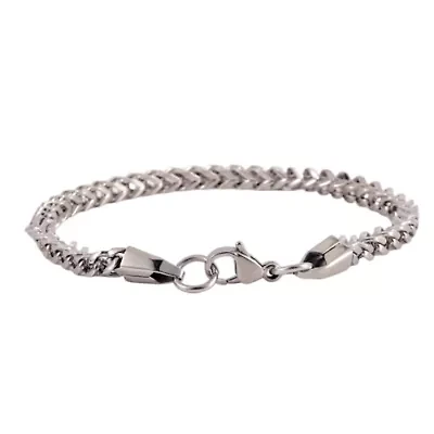 5mm Box Chain Link Stainless Steel Bracelet (Silver)
