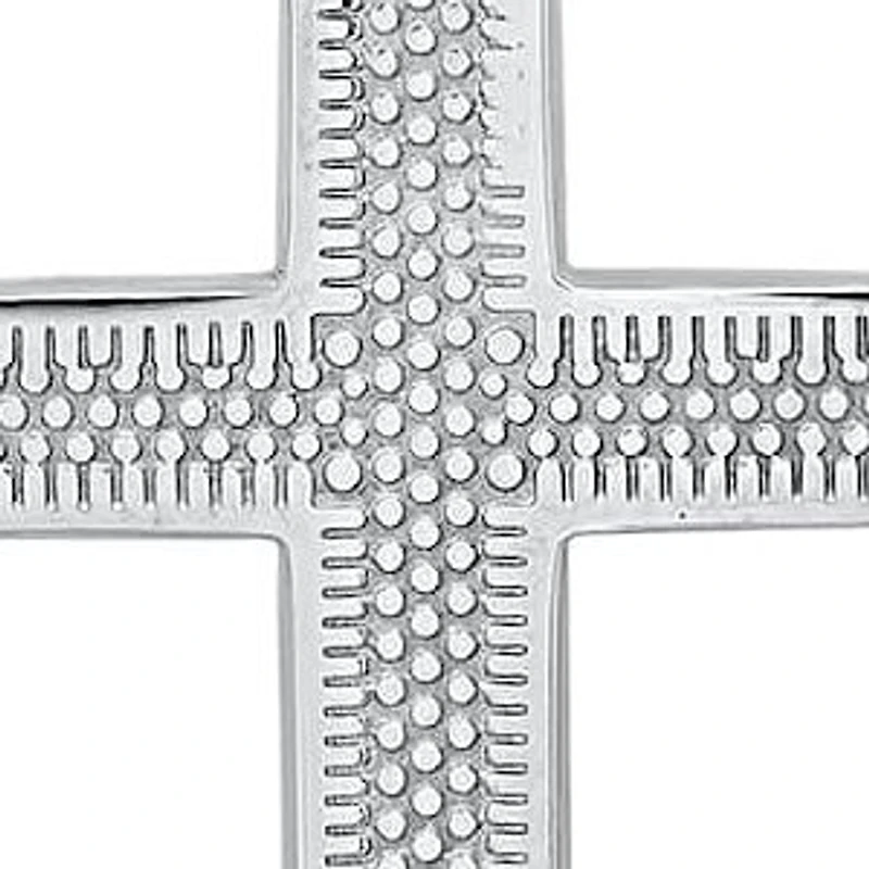 Men's Textured Silver Cross Box Chain Necklace