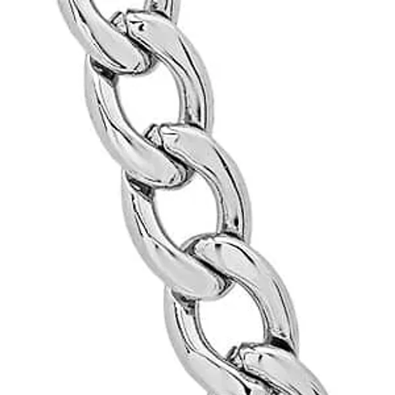 5mm Cuban Link Stainless Steel Necklace Bracelet Set (Silver)