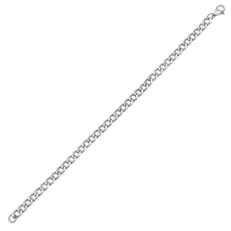 5mm Cuban Link Stainless Steel Bracelet (Silver)