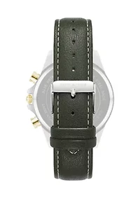 Men's Modern Gray Faux Leather and Two-Tone Alloy Metal Watch