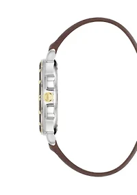 Men's Stylish Brown Faux Leather and Two-Tone Alloy Metal Watch