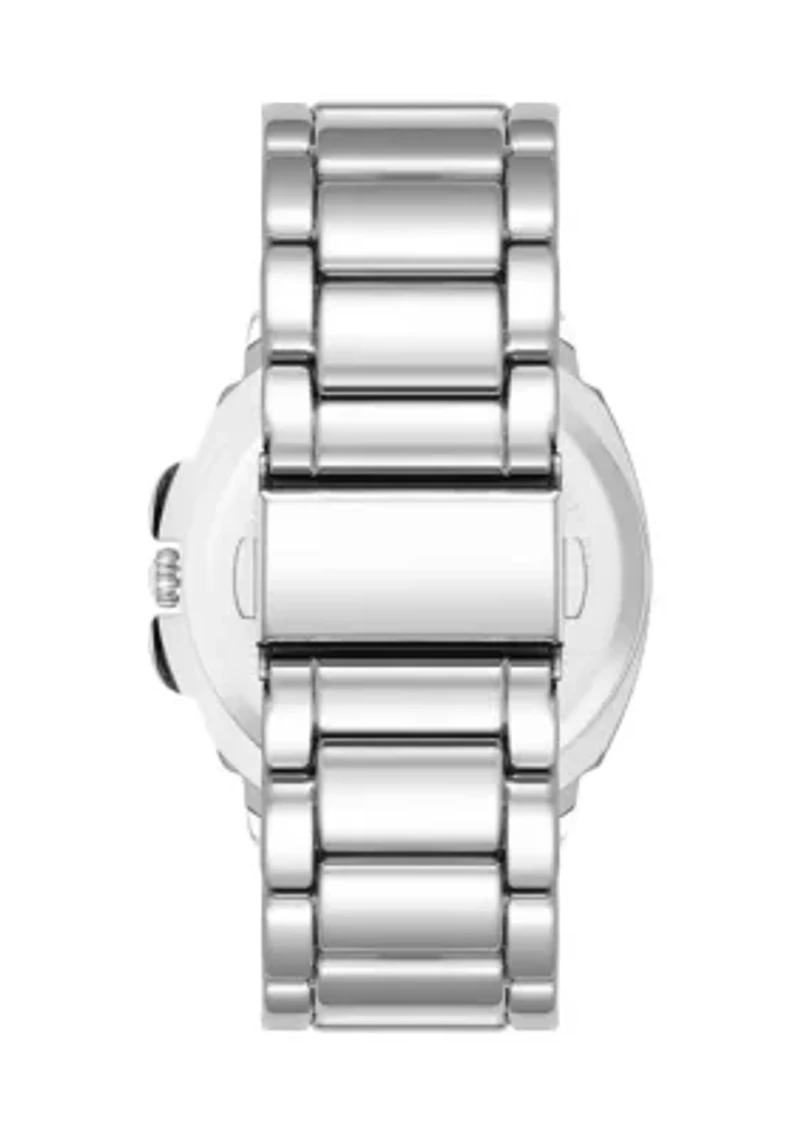 Men's Polished Silver Alloy Metal Watch