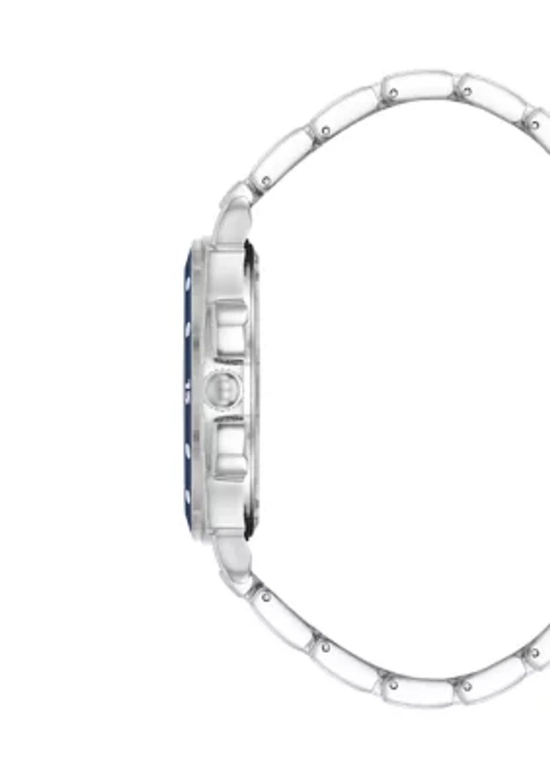 Men's Polished Silver Alloy Metal Watch