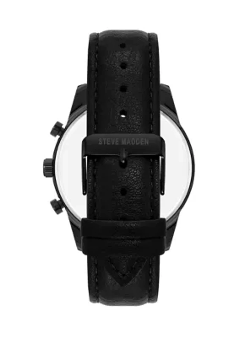  Men's Sophisticated Gray Faux Leather Strap Watch