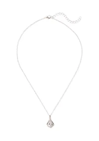 Silver Plated Cubic Zirconia Teardrop Pendant and Stud Earring Set
