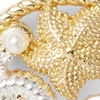 Fine Plated Two Tone Sea Life Pendant Necklace and Drop Earrings Set