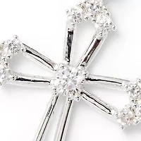 Fine Plated Cubic Zirconia Cross Necklace and Stud Earrings Set 