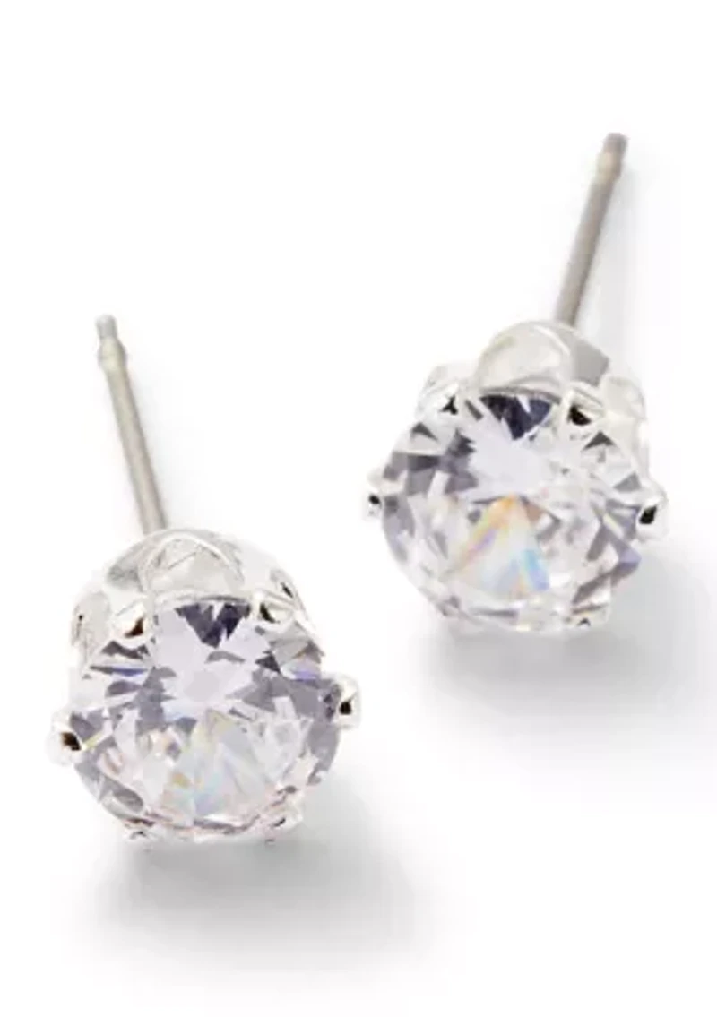 Fine Plated Cubic Zirconia Cross Necklace and Stud Earrings Set 