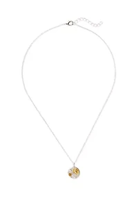 Fine Plated Two Tone Imprinted Sea life Pendant Necklace and Drop Earring Set