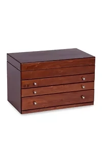 Brigitte Wooden Jewelry Box in Antique Walnut Finish