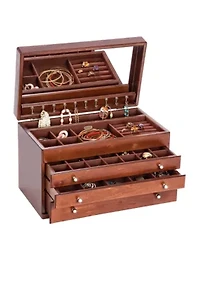 Brigitte Wooden Jewelry Box in Antique Walnut Finish