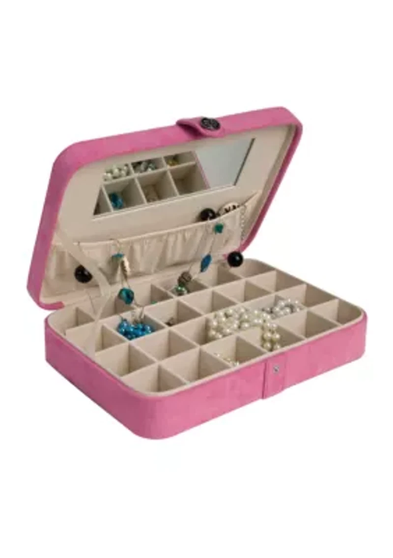 Maria Plush Fabric Twenty-Four Section Jewelry Box in Pink