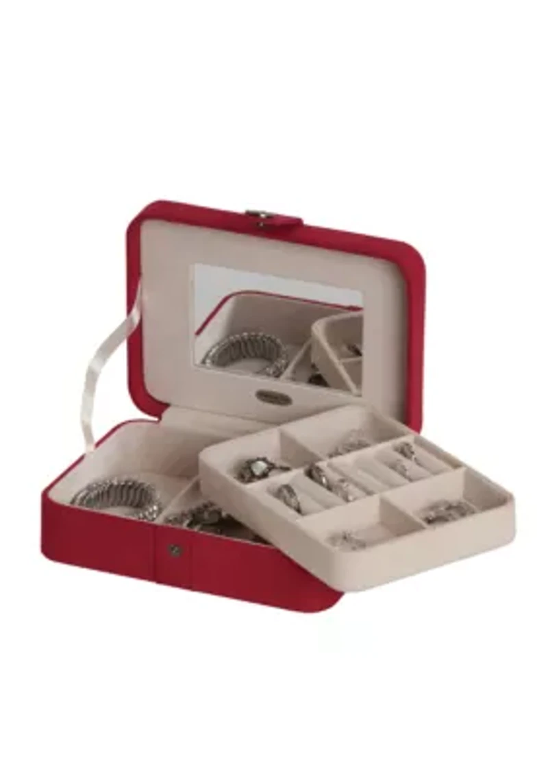 Giana Plush Fabric Jewelry Box with Lift Out Tray in Red