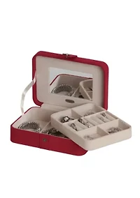 Giana Plush Fabric Jewelry Box with Lift Out Tray in Red