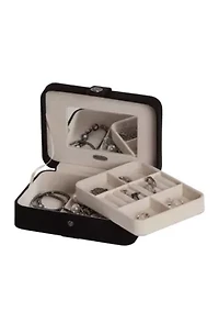 Giana Plush Fabric Jewelry Box in Black