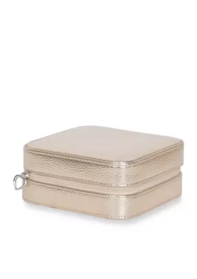 Luna Travel Jewelry Case in Gold Metallic Faux Leather