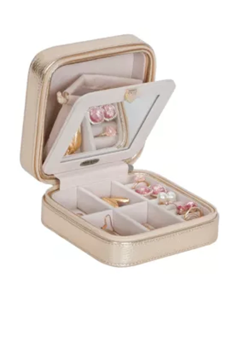 Luna Travel Jewelry Case in Gold Metallic Faux Leather