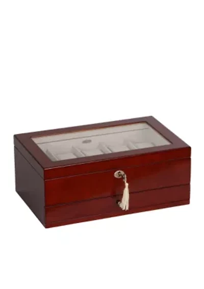 Christo Glass Top Wooden Watch Box in Walnut Finish