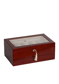 Christo Glass Top Wooden Watch Box in Walnut Finish