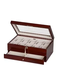 Christo Glass Top Wooden Watch Box in Walnut Finish