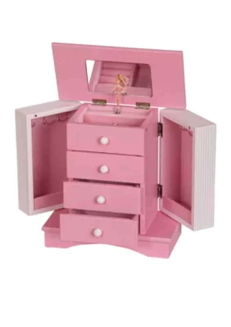Elise Girl's Wooden Musical Ballerina Jewelry Box