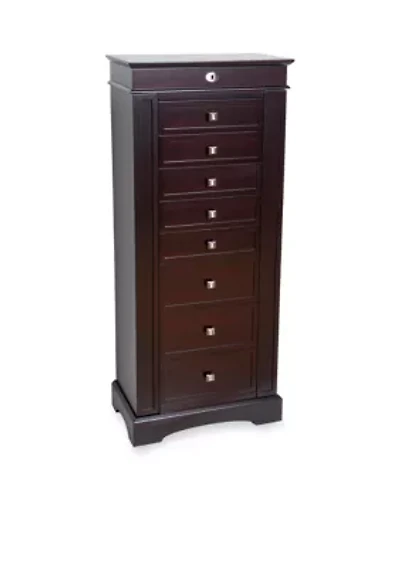 Olympia Wooden Jewelry Armoire in Dark Walnut Finish
